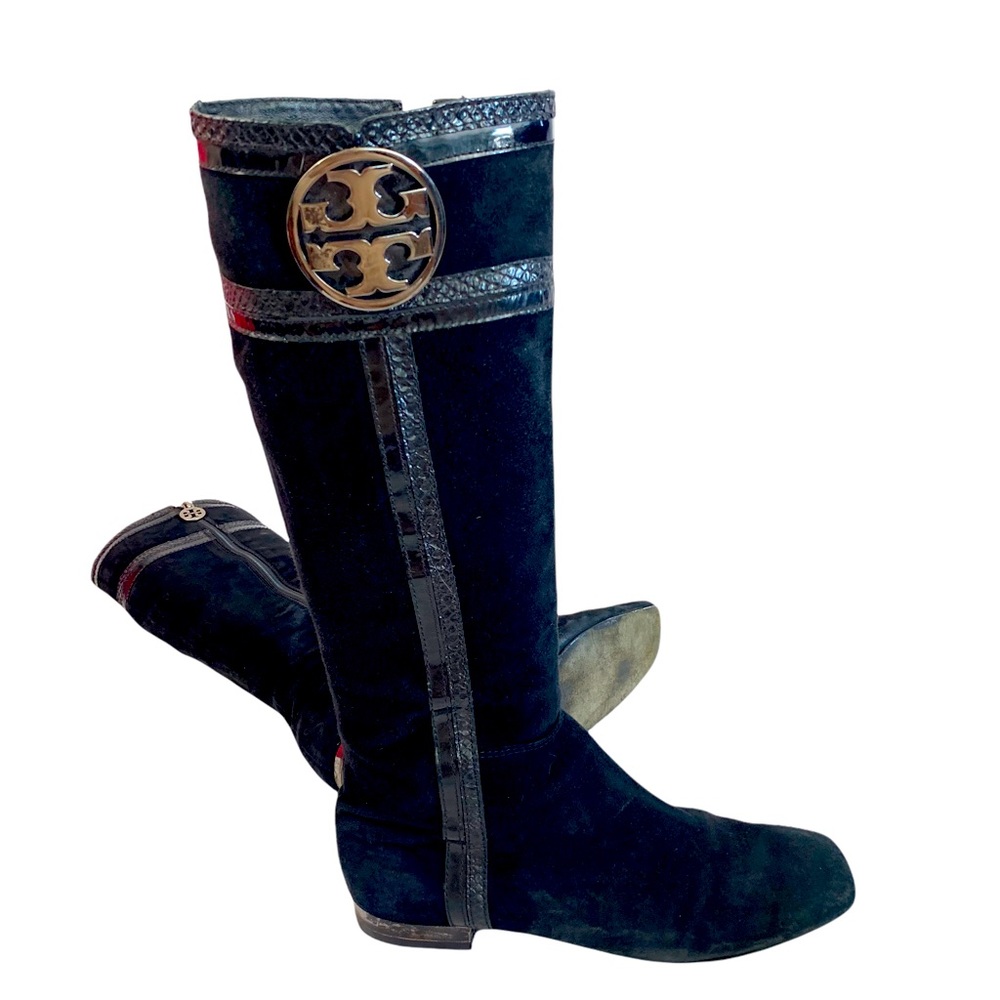 TORY BURCH ALAINA BLACK SUEDE RIDING BOOTS SIZE 10 NEW HEELS